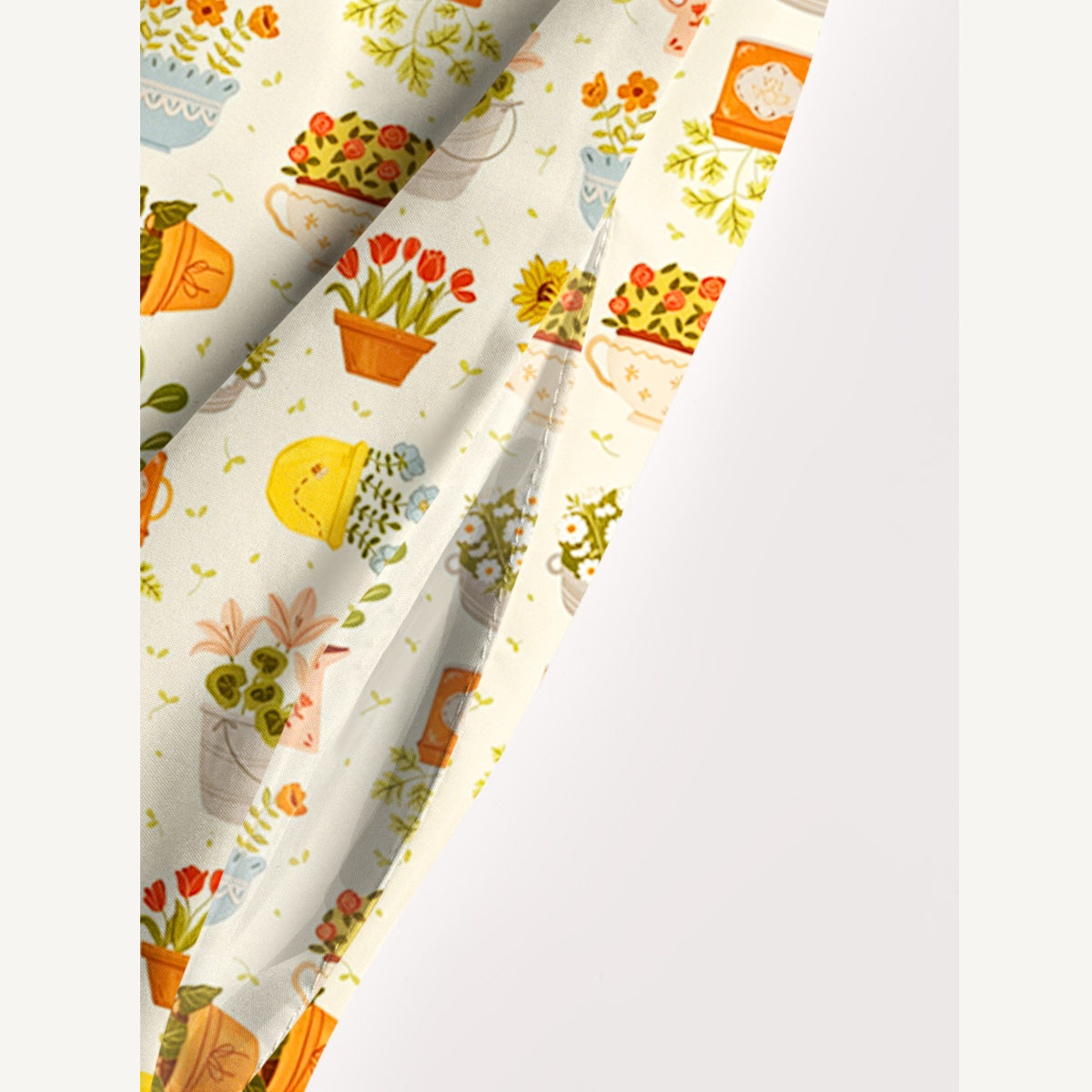 Vintage Flower Pot Gallery Print Wide Straps Maxi Dress With Pockets