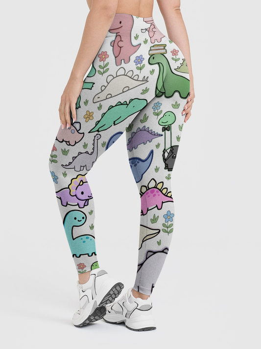 Vintage Whimsical Pastel Dino Leggings