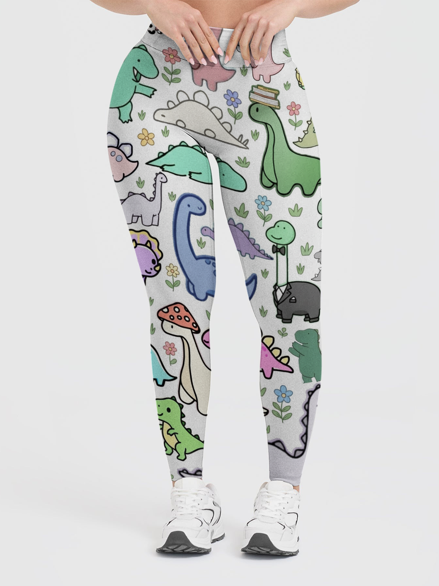 Vintage Whimsical Pastel Dino Leggings