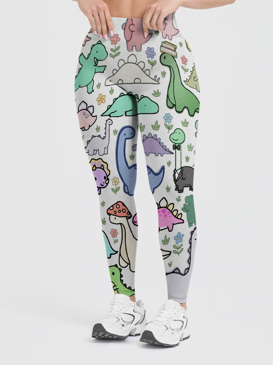 Vintage Whimsical Pastel Dino Leggings