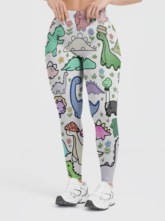 Vintage Whimsical Pastel Dino Leggings