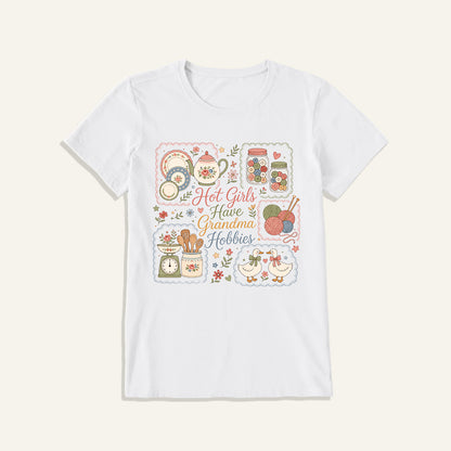 Grandma Hobbies Craft Cottage Print Crew Neck Cotton Tee