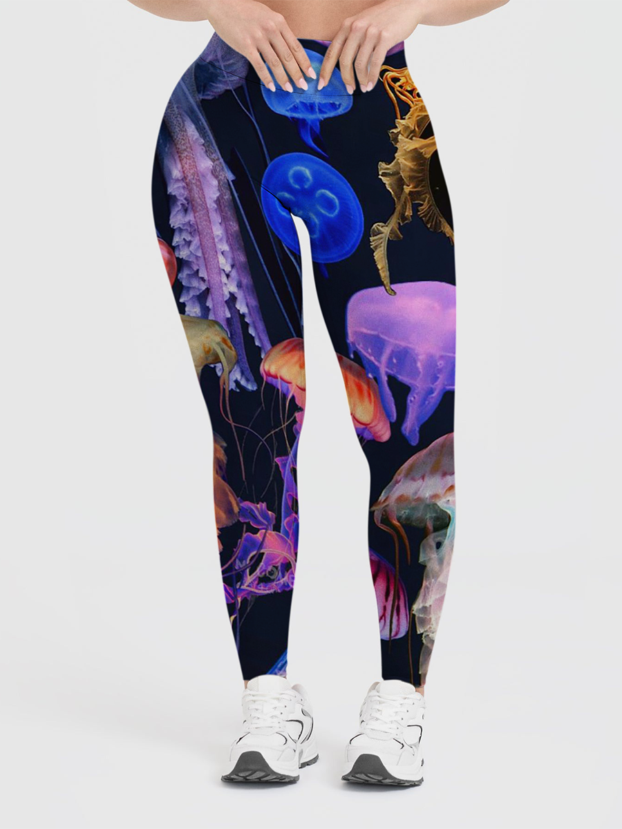 Vintage Neon Jellyfish Starburst Leggings
