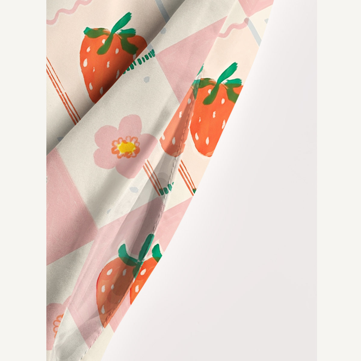 Strawberry Check Print Wide Straps Maxi Dress With Pockets
