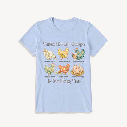 Floral Chicken Garden Life Print Crew Neck Cotton Tee