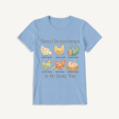Floral Chicken Garden Life Print Crew Neck Cotton Tee