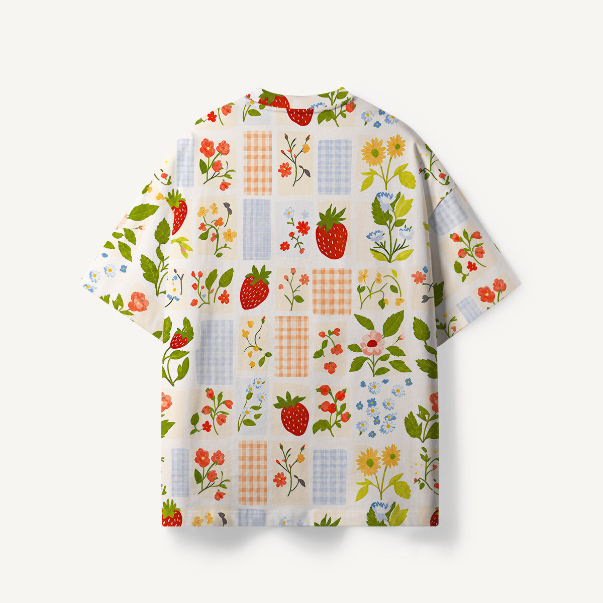 Strawberry Garden Patchwork print Premium Eco Tee