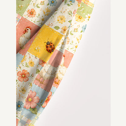 Vintage Farm Patchwork Print Wide Straps Maxi Dress With Pockets