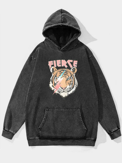 Vintage Tiger Oversized Graphic Washed Hoodie