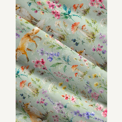 Woodland Fox Blooms Print Wide Straps Maxi Dress With Pockets