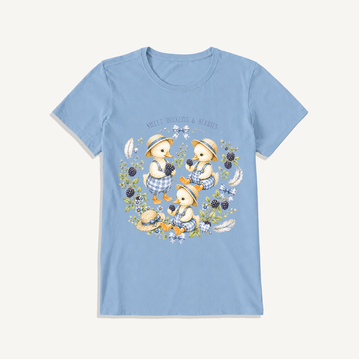 Sweet Berry Ducklings Print Crew Neck Cotton Tee
