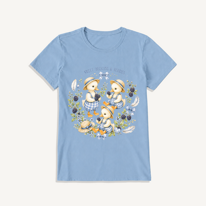 Sweet Berry Ducklings Print Crew Neck Cotton Tee