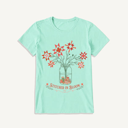 Stitched in Bloom Jar Print Crew Neck Cotton Tee