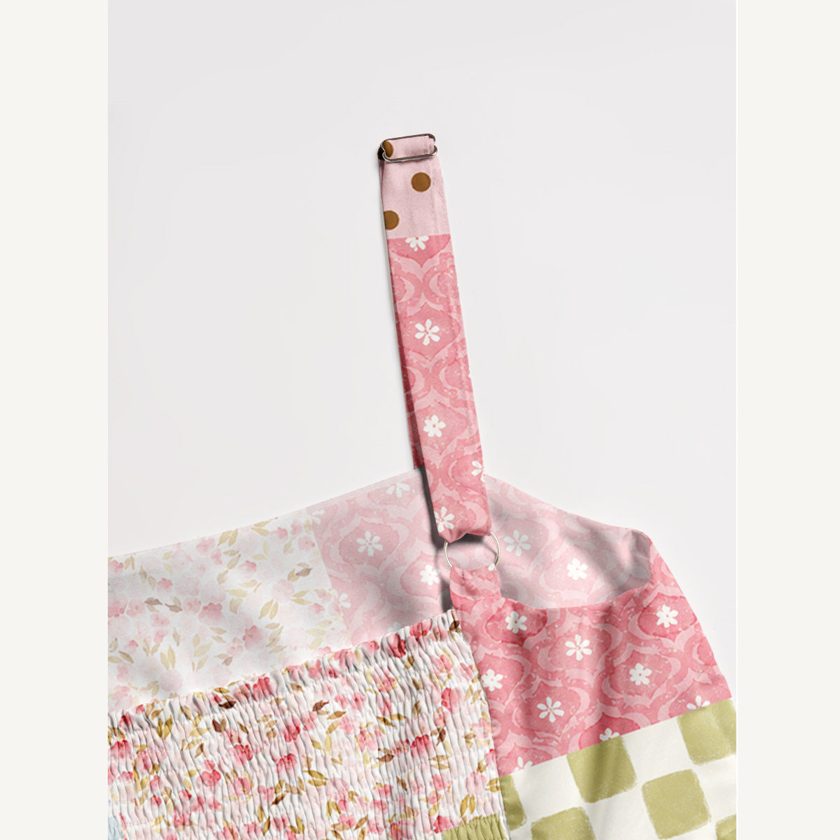 Sweet Farm Patchwork Print Wide Straps Maxi Dress With Pockets