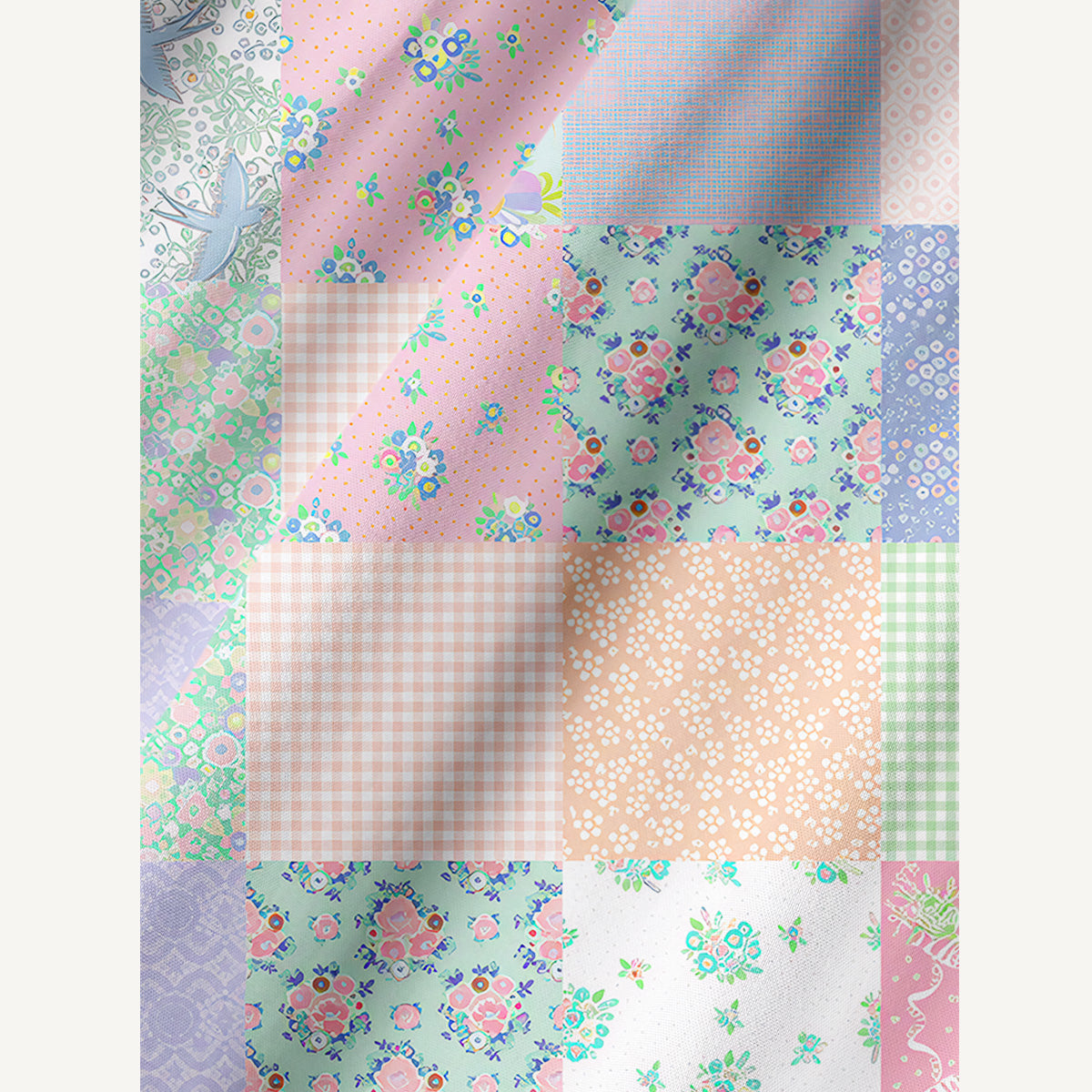 Vintage Quilt Patchwork Print Cotton Wide Straps Maxi Dress With Pockets