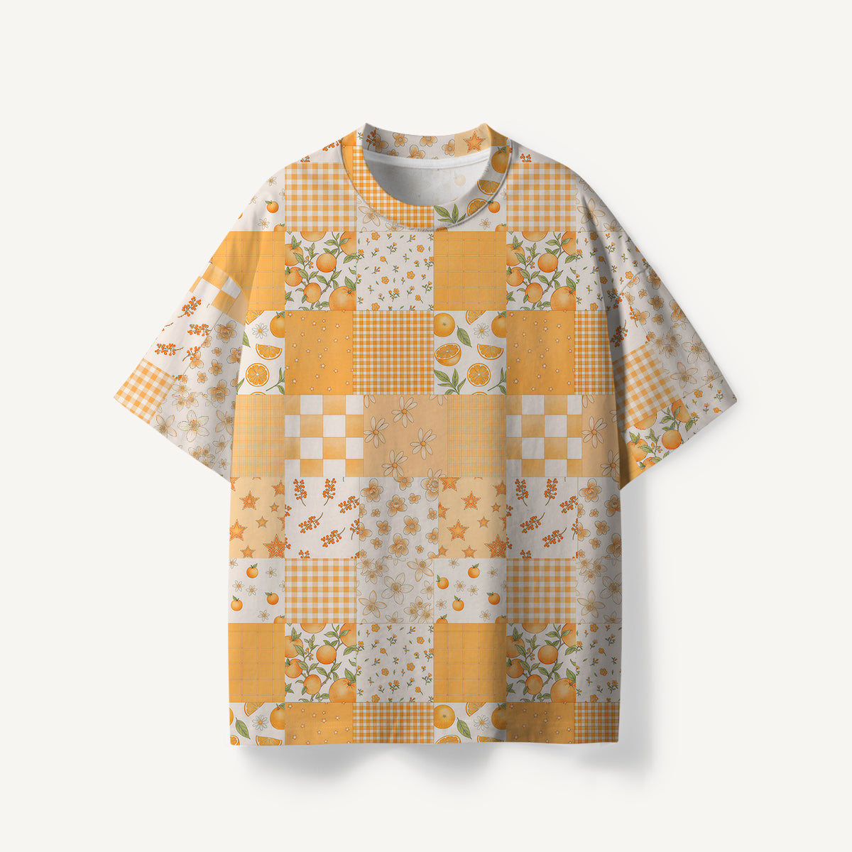 Lemon Sunshine Patchwork print Premium Eco Tee