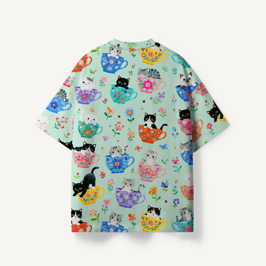 Cute Teacup Kitten print Premium Eco Tee