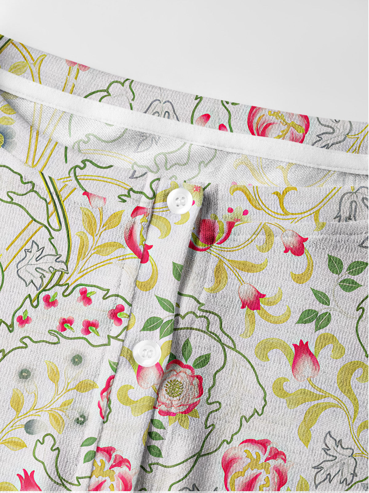 Lightweight Crew Neck Long‑Sleeve Cropped Peony Vine Garden Print Fine‑Knit Cardigan