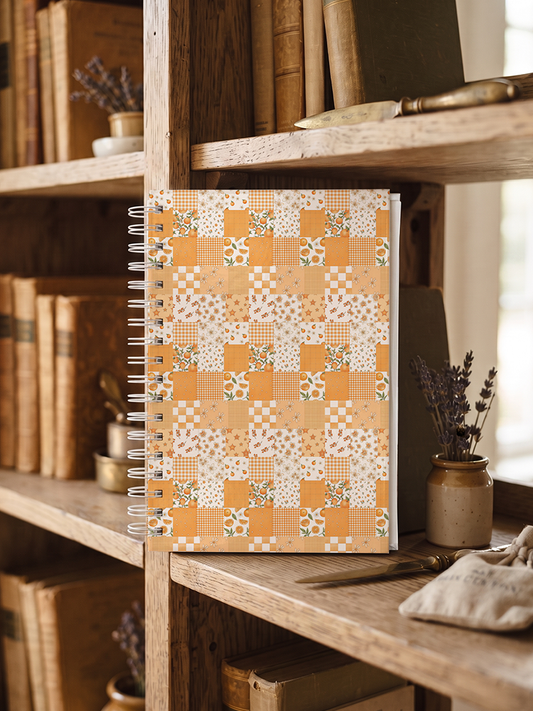 Lemon Sunshine Patchwork Print A5 Spiral Notebook