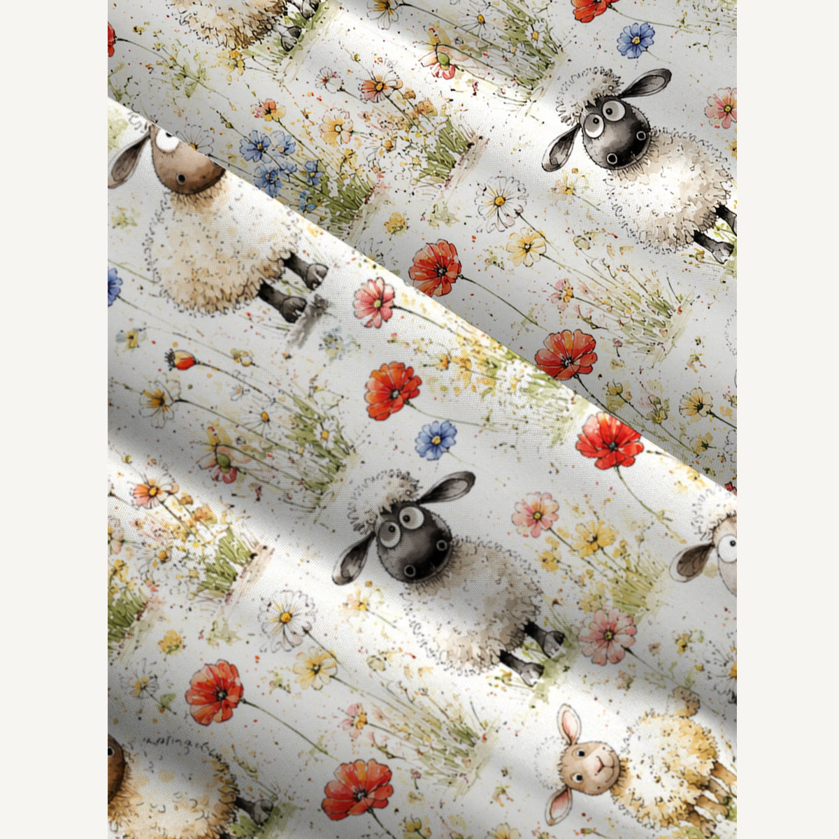 Whimsical Sheep Clipart Print Wide Straps Maxi Dress With Pockets