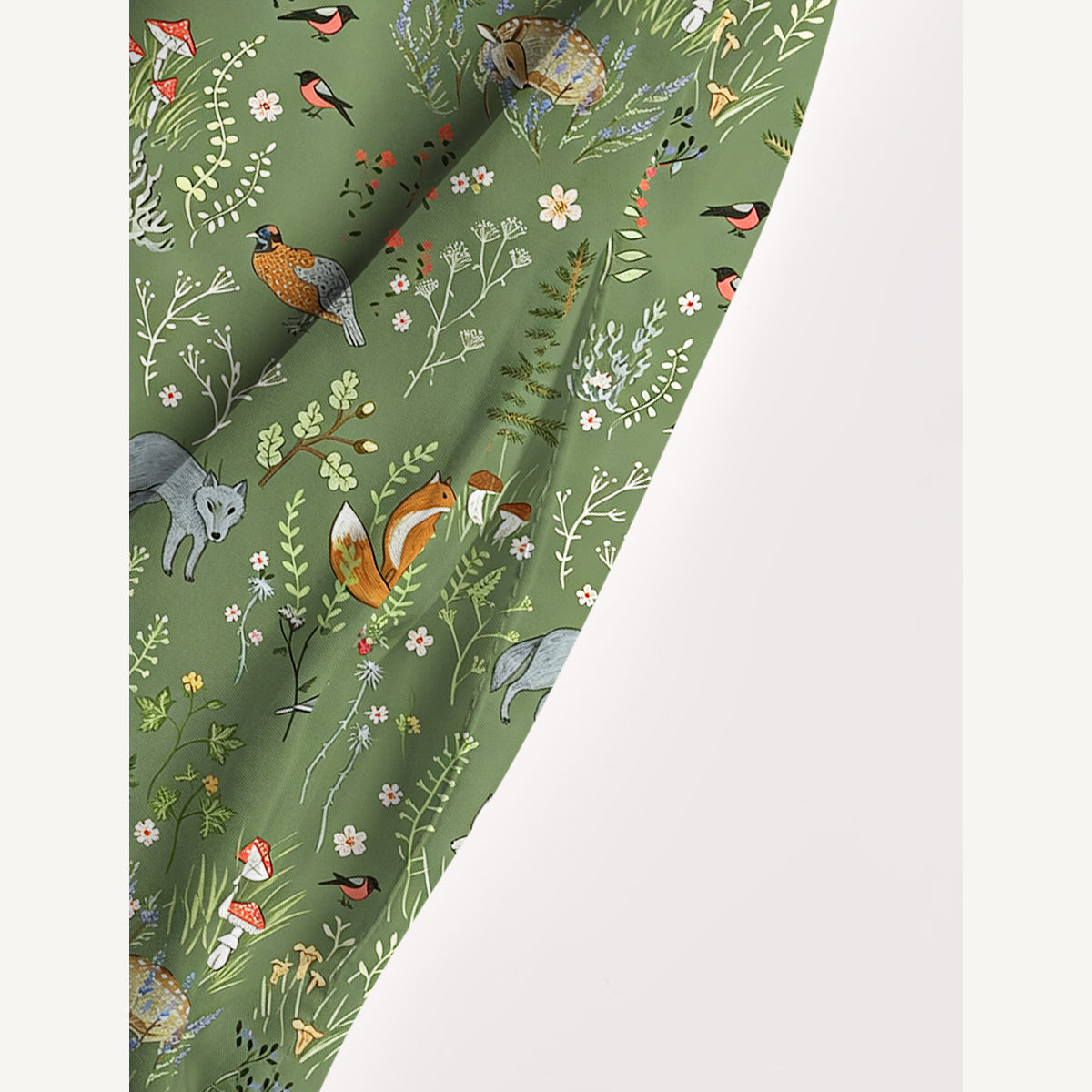 Whimsical Woodland Animals Print Wide Straps Maxi Dress With Pockets