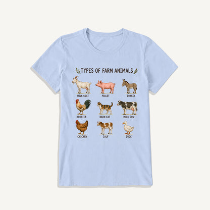 Farm Animal Guide Print Crew Neck Cotton Tee