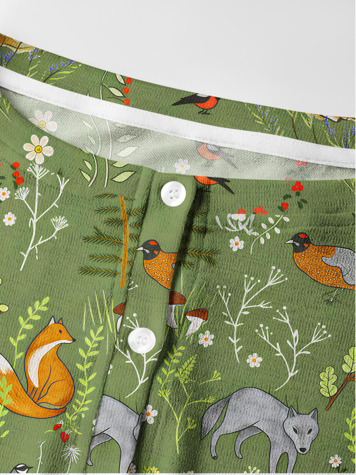 Lightweight Crew Neck Long‑Sleeve Cropped Whimsical Woodland Animals Print Fine‑Knit Cardigan