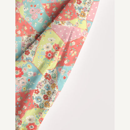 Square Neck Colorful Blossom Patchwork Print Wide Straps Maxi Dress With Pockets