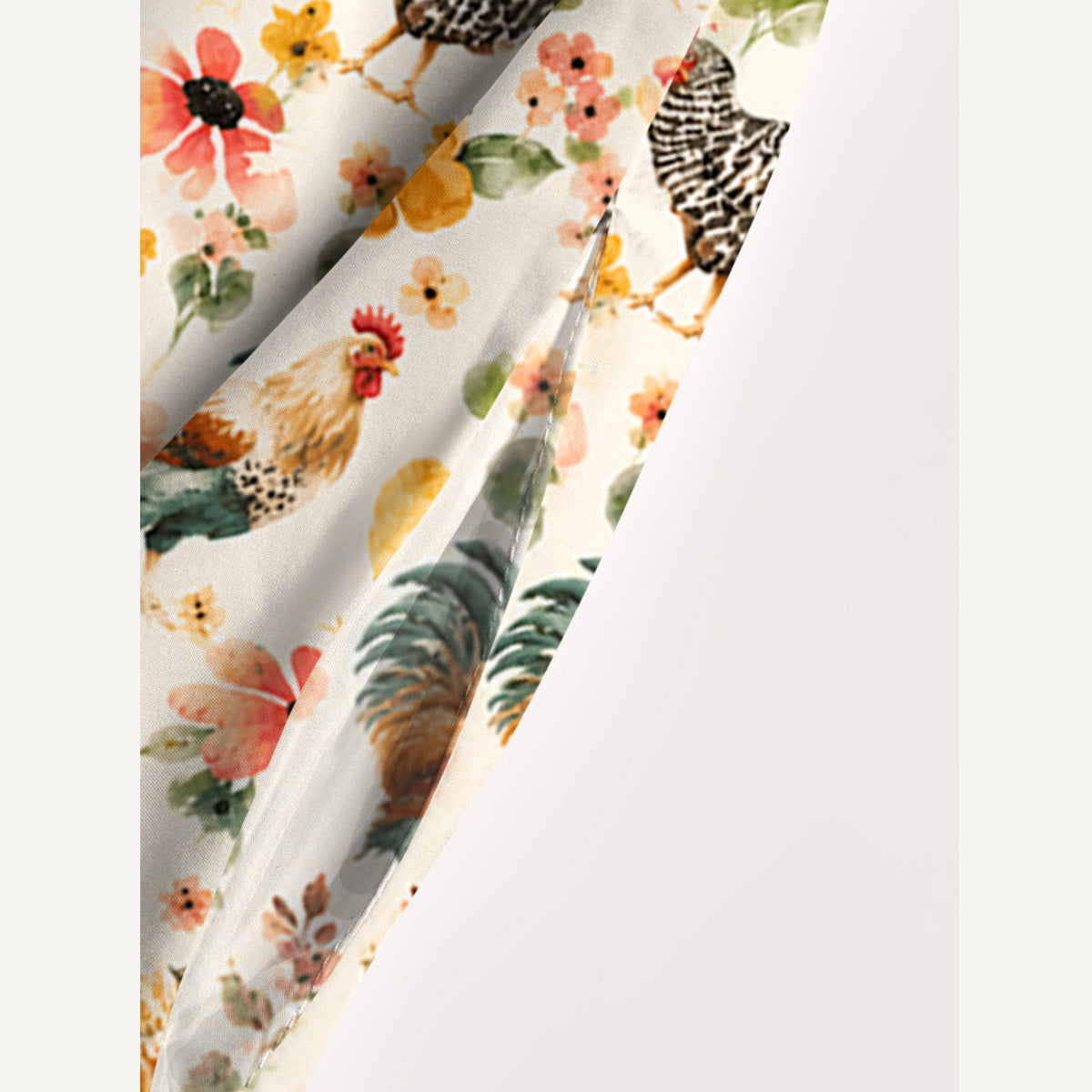 Watercolor Chicken Floral Print Wide Straps Maxi Dress With Pockets