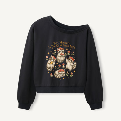 Quiet Forest Light Print Off Shoulder Sweatshirts