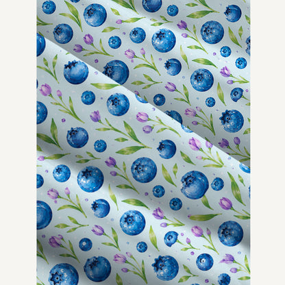 Blueberry Blossom Pattern Print Wide Straps Maxi Dress With Pockets