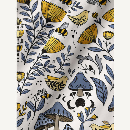 Bee Whisper Forest Print Cotton Wide Straps Maxi Dress With Pockets