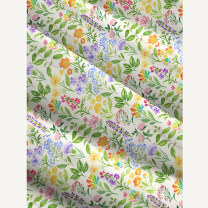 Colorful Wildflower Meadow Print Wide Straps Maxi Dress With Pockets