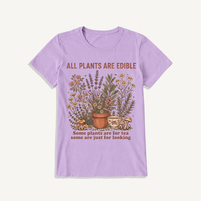 All Plants Are Edible Print Crew Neck Cotton Tee