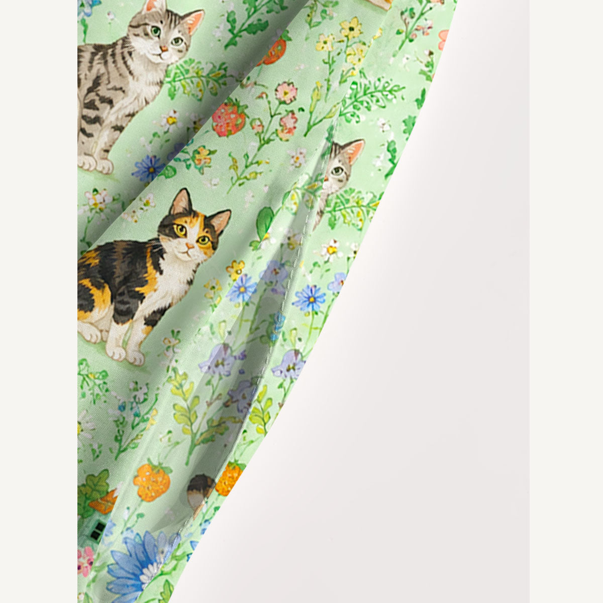 Floral Cats Parade Print Wide Straps Maxi Dress With Pockets