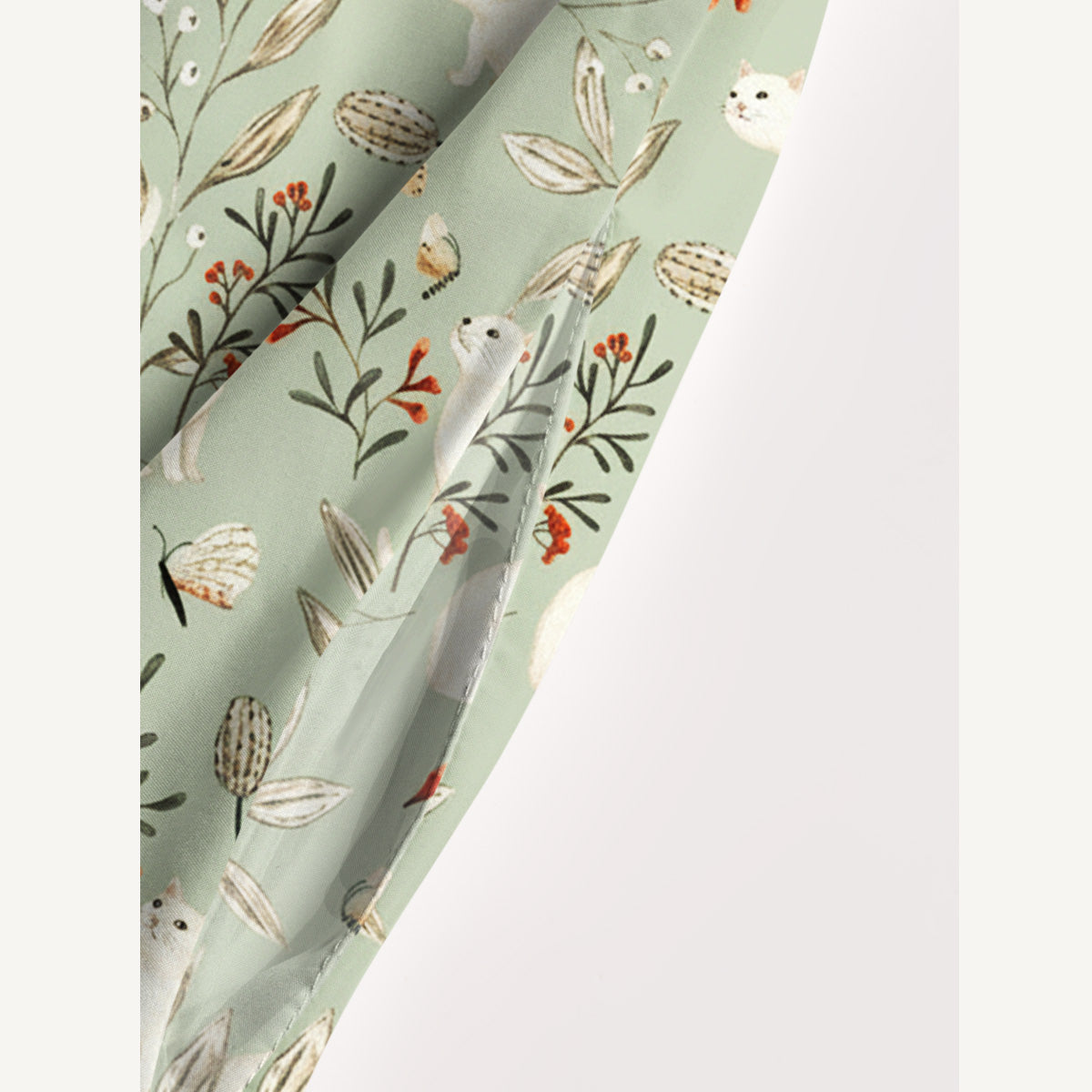 Enchanted Meadow Cat Print Wide Straps Maxi Dress With Pockets