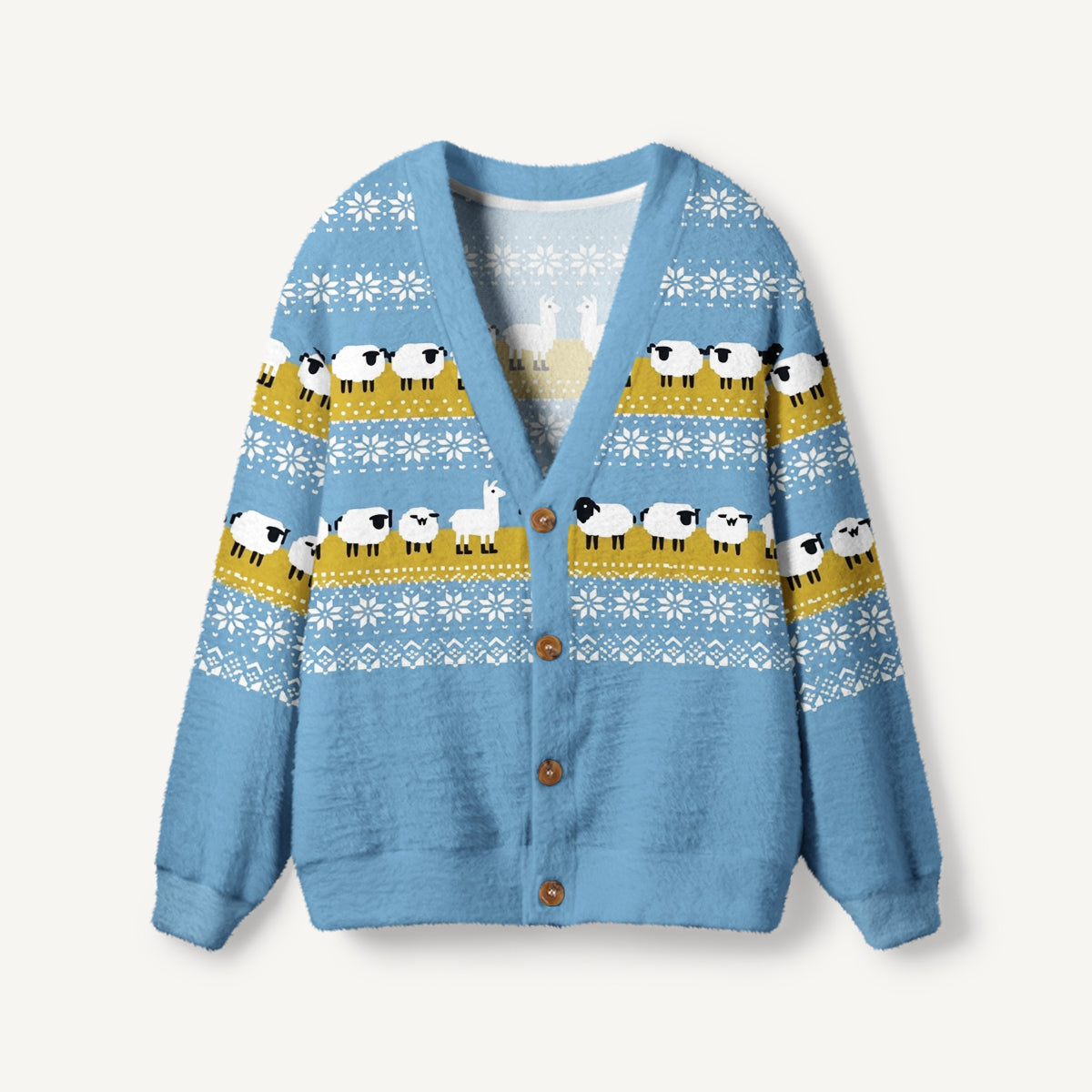 Pasture Parade Sheep Print Ugly Cardigan Sweaters