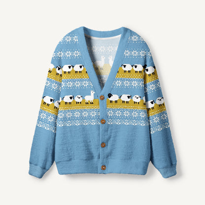 Pasture Parade Sheep Print Ugly Cardigan Sweaters