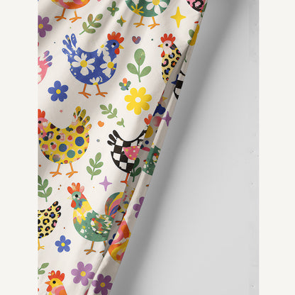 Funky Retro Chicken Print Cotton Wide Straps Maxi Dress With Pockets