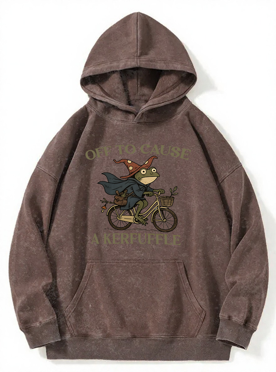 Vintage Off To Cause A Kerfuffle Frog Washed Hoodie
