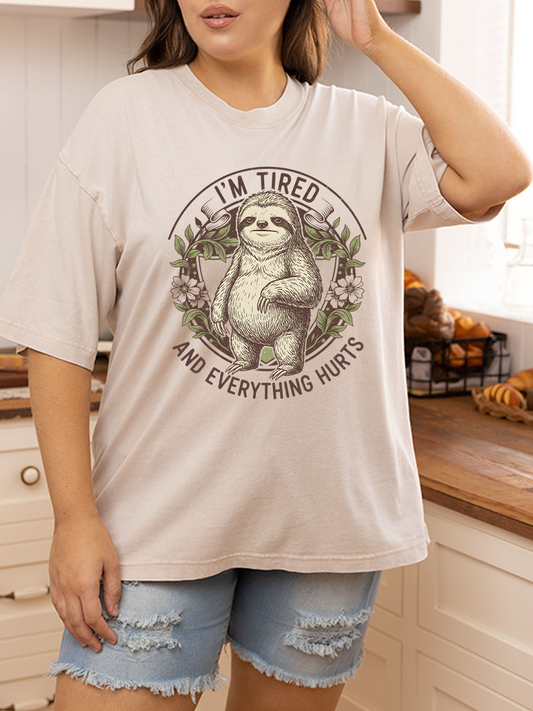 Vintage I’M Tired And Everything Hurts Washed T-Shirt