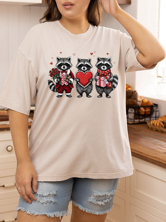Vintage Valentines Raccoon Washed T-Shirt