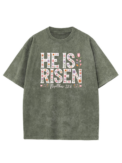 Vintage He Is Risen Christian Washed T-Shirt