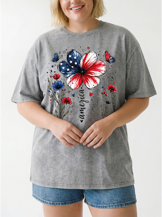 Vintage Usa 250Th Anniversary Floral Washed T-Shirt