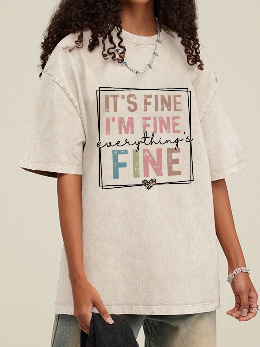 Plus Size Everything Is Fine Washed T-Shirt