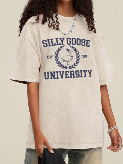 Vintage Goose University Crewneck Washed T-Shirt