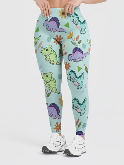 Vintage Simple Flat Cartoon Leggings