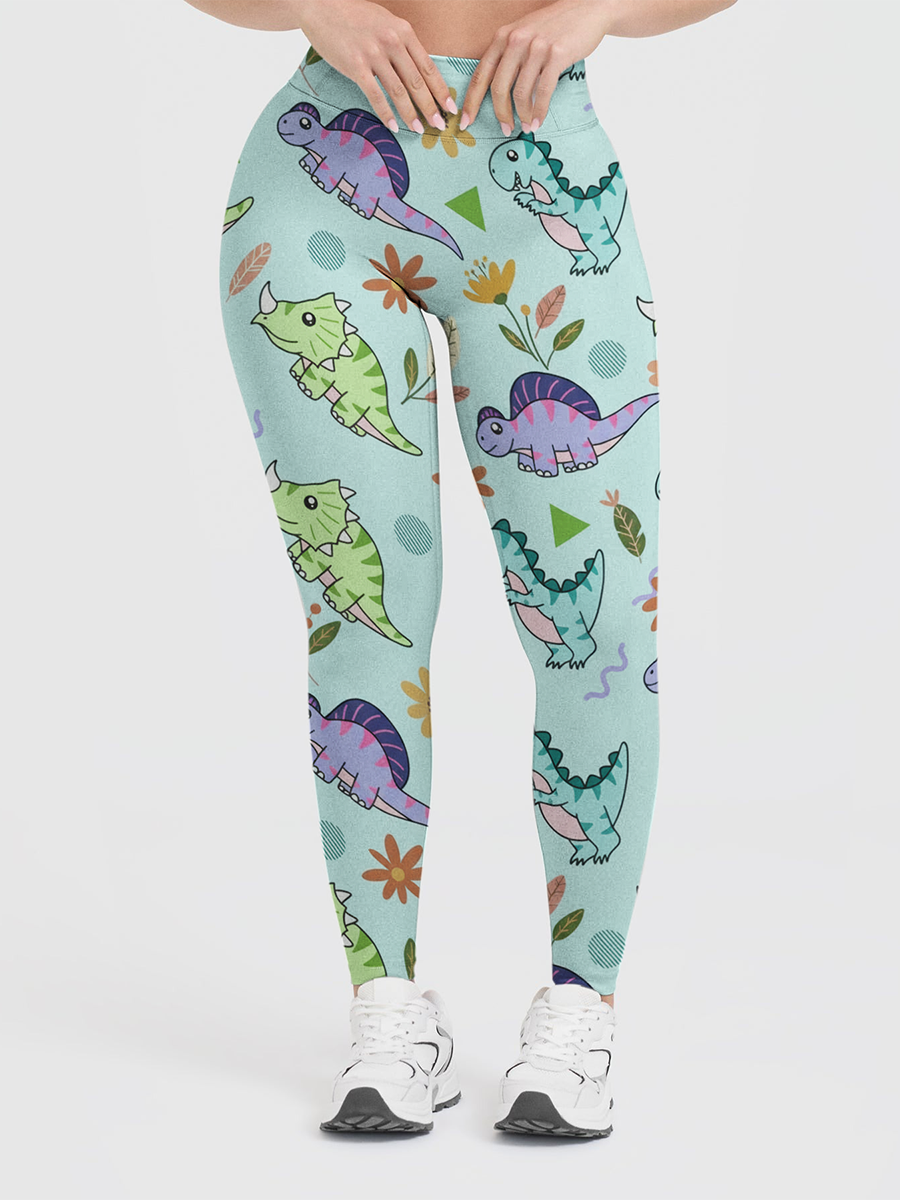Vintage Simple Flat Cartoon Leggings