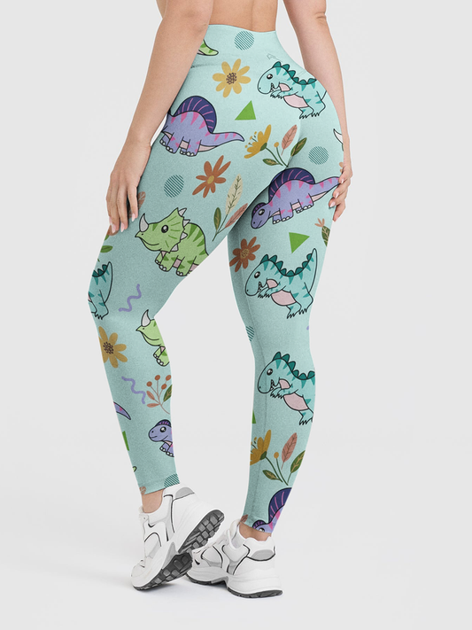 Vintage Simple Flat Cartoon Leggings