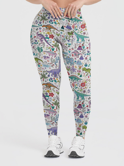 Vintage Mixed Flora & Volcano Mountain Leggings